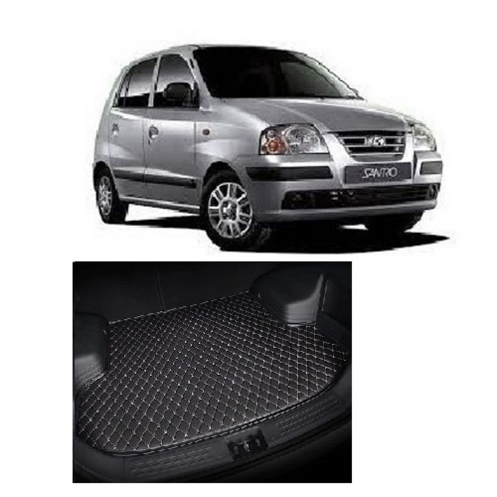 7D Car Trunk/Boot/Dicky PU Leatherette Mat for Santro Xing  - Black